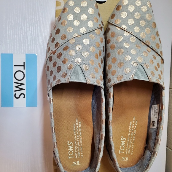 Tom’s Classic Drizzle Grey/Rose Gold Foil Polka Dot Women’s Size US Size 9 - Picture 5 of 8